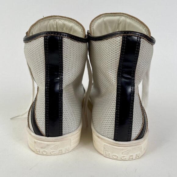 Women's Hogan Rebel R182 High Top Sneakers, Black Leather/SIiver Sequin, Size 36 - Picture 3 of 15